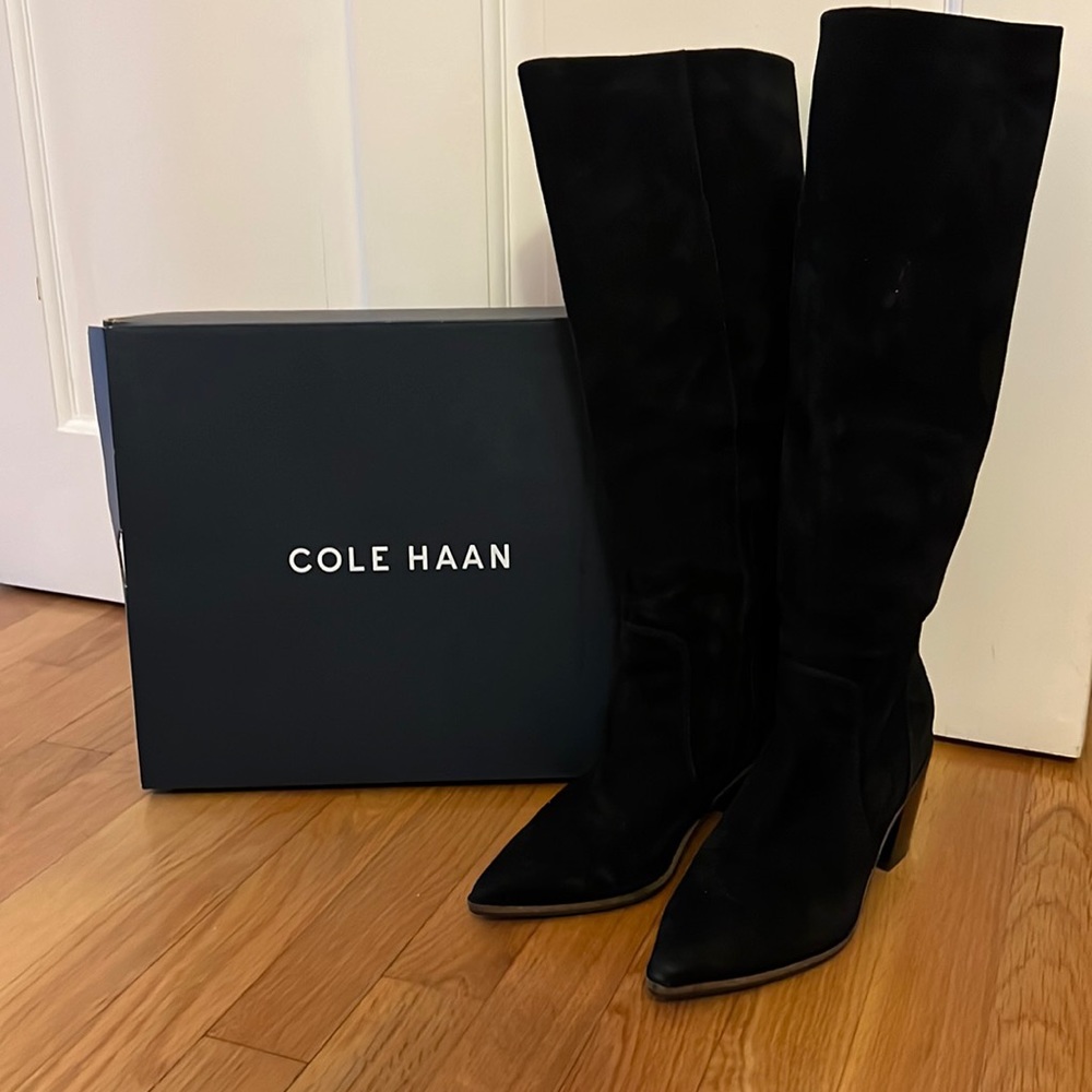 Cole Haan, black suede Willa boot